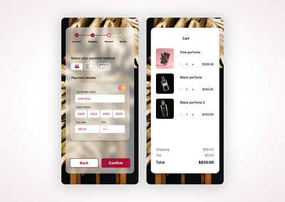 Perfume Site Checkout (Daily UI Challenge - 02) creditcard creditcardcheckout dailyui design glassmorphism perfumecheckout