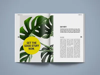 FREE Magazine Template | Monstera adobe indesign branding corporate design facing pages graphic design illustration magazine magazine template marketing minimalist motion graphics print design project project proposal pubric strategy ui uiux ux