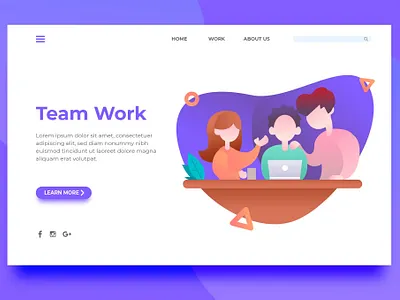 FREE Team Work - Landing Page app background branding design development graphic design illustration landing page motion graphics page summer surotype team work ui ui design ux ux design web developmetn web maintance website