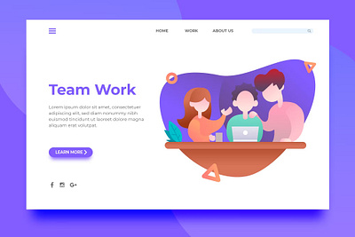 FREE Team Work - Landing Page app background branding design development graphic design illustration landing page motion graphics page summer surotype team work ui ui design ux ux design web developmetn web maintance website