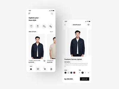 Clothing Mobile App app black black white branding clean clothing design ecommerce fashion minimalist mobile modern monochrome online shop shirt shop simple ui ux white