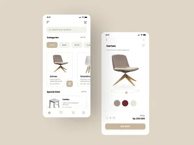 Furniture Shop Mobile App android app beautiful brown chair design earth earth tone furniture furniture design ideas ikea ios minecraft minimalist mobile simple ui ux