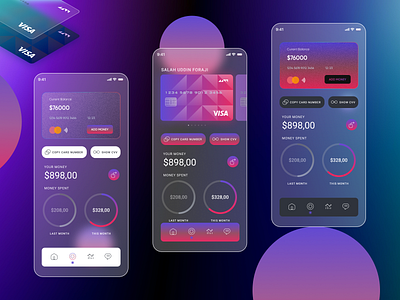 Glassmorphism app ui design banking finance fintech glassmorphism online banking ui ui design ui trend user experience ux