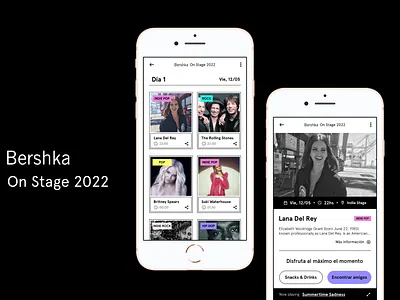 Bershka On Stage APP bershka entertainment event app festival app music app music festival ui design ux design young people
