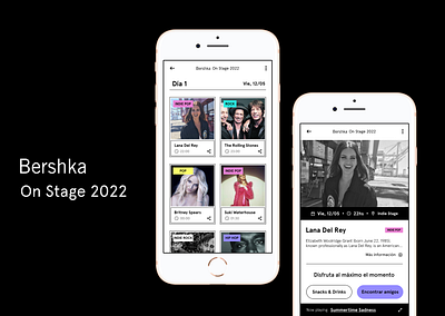 Bershka On Stage APP bershka entertainment event app festival app music app music festival ui design ux design young people