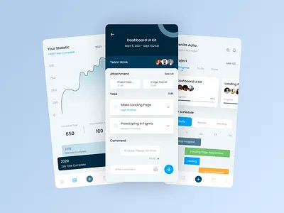 Project Management Dashboard Mobile best shot bestshot branding design illustration landing page logo ui uiux vector