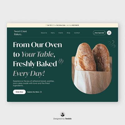 Sweet Crust Bakery Landing Page bakery business design ui uidesign uiux uxdesign