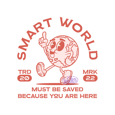 Smart World - Retro Mascot Illustration apparel branding clothing line design globe globe illustration illustration logo mascot illustration retro mascot retro mascot illustration savetheworld tshirt worl day world