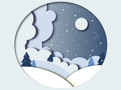 Winter papper cut art design digital digitalart graphic design illustration vector