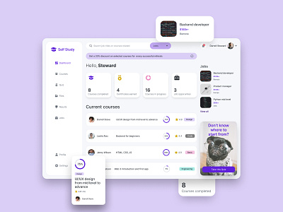 Self Study dashboard branding design flat ui uidesigner ux web web design website
