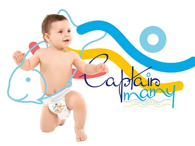 Captain Mamy baby branding colorful design dribbble illustration logo swimm swimming
