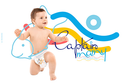 Captain Mamy baby branding colorful design dribbble illustration logo swimm swimming