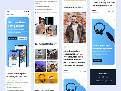 Rungokno - Podcast Responsive Version application clean design exploration landing page mobile mobileapp podcast podcastapp ui uidesign uiux