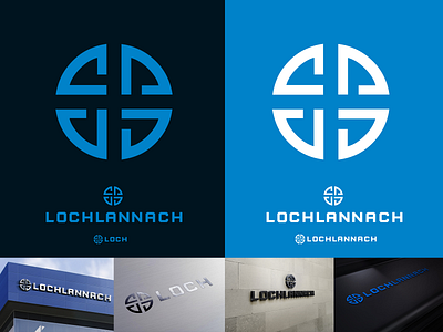 Lochlannach Logo abstract blue branding bussiness celtic corporate cyber graphic design keltic llc lochlannach logo logo design minimalist modern round round shield security shield viking