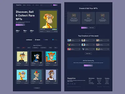 NFT Dark Mode Landing Page UI Design illustration information architecture mobile app design ui usability testing user flow ux web design
