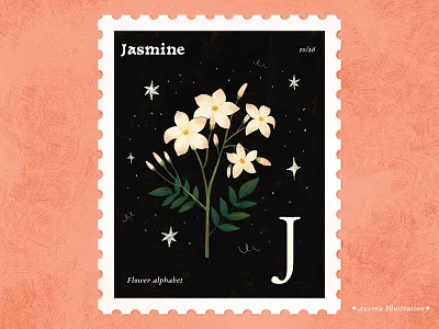 Flower alphabet 10/26 - Jasmine abc alphabet alphabetart art artist book illustration draw flower floweralphabet flowerart graphic design illustration illustrator jasmine letter j licnesing