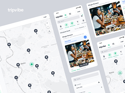 tripvibe - UI/UX design for a trip planner service app design logo ui ux