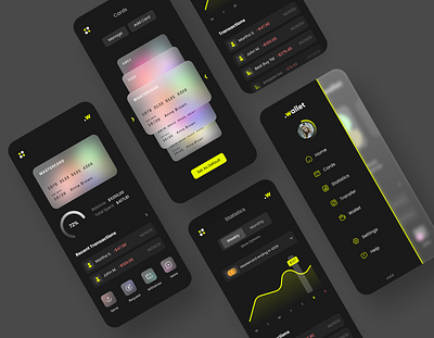 Electronic Wallet Mobile Application UI app app design app interface banking dark mode design e wallet finance layout mobile mobile design mobile interface online payments ui user interface