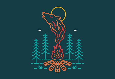 Camping with Wild Wolf adventure animal animals campfire camping fox holiday mountain nature outdoors travel werewold wild wildlife wolf