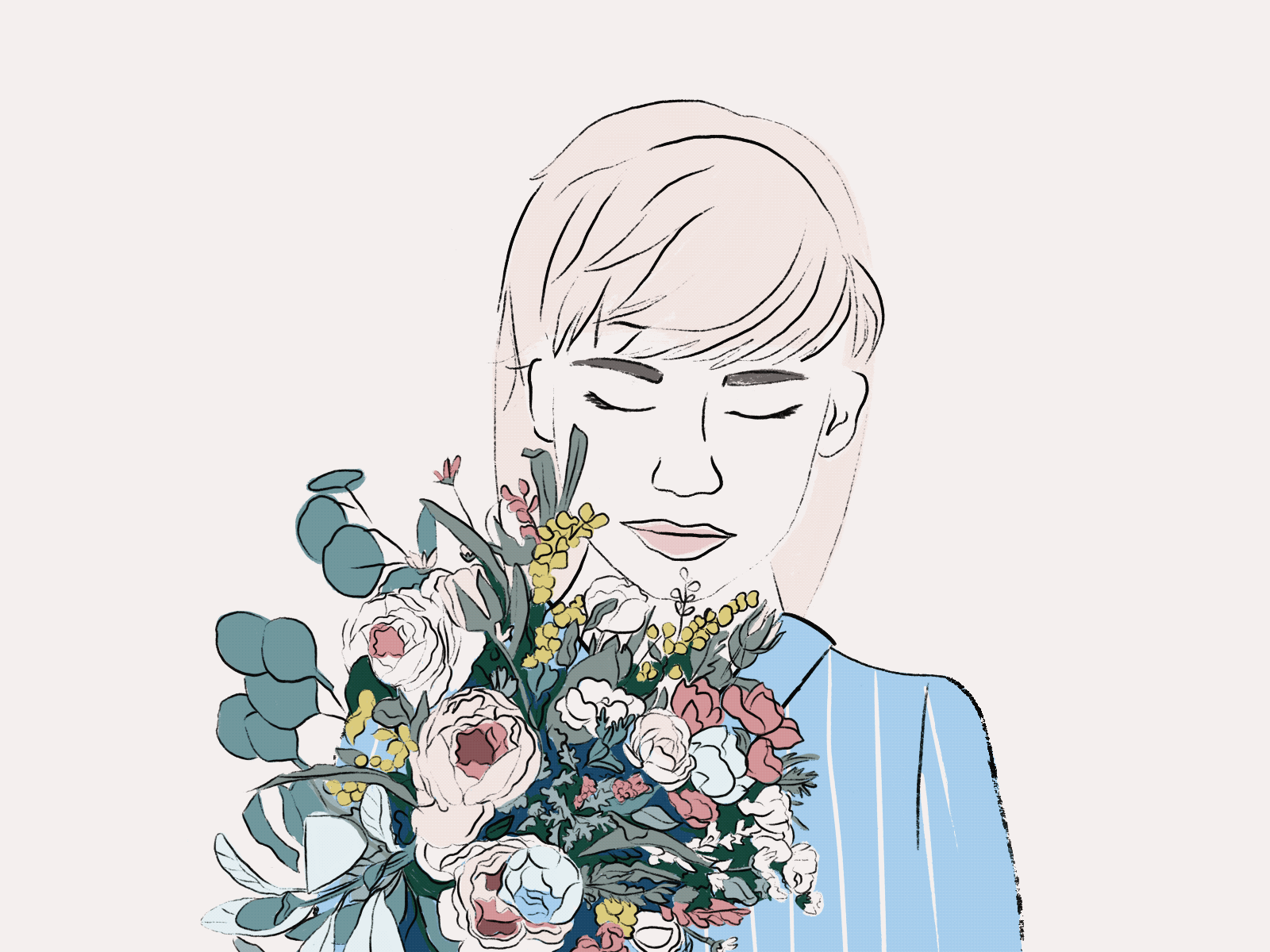 Happiness in Flowers design illustration illustration art illustrations pink illustrations