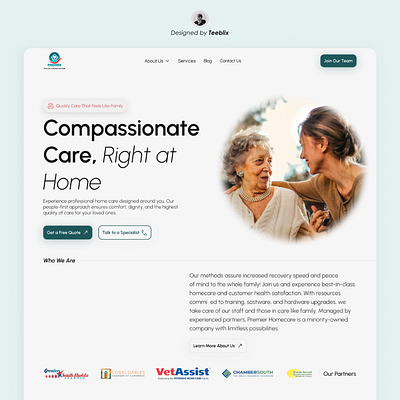 Home Care Landing Page adult care design elderly care homecare landing page landing page design ui uidesign uiux ux uxdesign web design website design