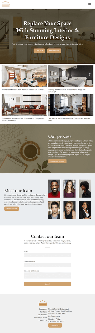 Finesse Interiors animation interaction interior design uiux web design webflow