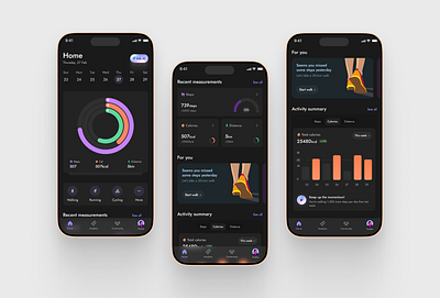 Designed the home screen of a mobile fitness tracker app app design mobile ui ux