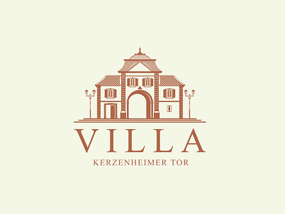 Villa Kerzenheimer Tor Logo Design brand design brand identity branding building design house illustration line art logo unique vector vintage