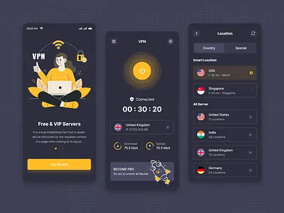 VPN App Challenge app challenges design free internet proxy redesign ui vpn vpn app vpn ui vpn world