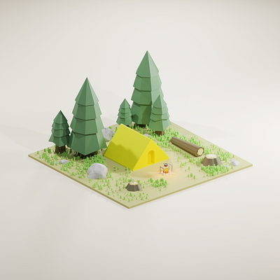 Camp 3d 3d art 3d artwork 3d design 3d illustration camp camping graphic design illustration isometric low poly