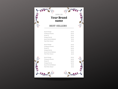 Simple Menu Card Design abstract design branding cafe menu card template design digital product editable template graphic design logo menu card design menu card template minimalist design restaurant menu card template