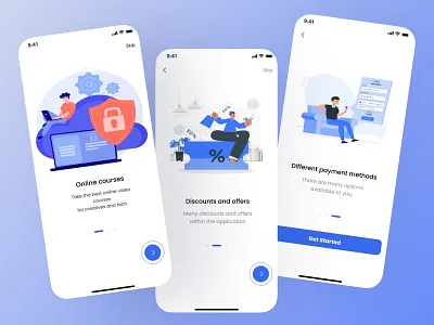 Onboarding for Online Courses 2022 app design education illustration interface interface design mobile mobile app mobile design mobile ui onboarding online courses trend ui ux vector