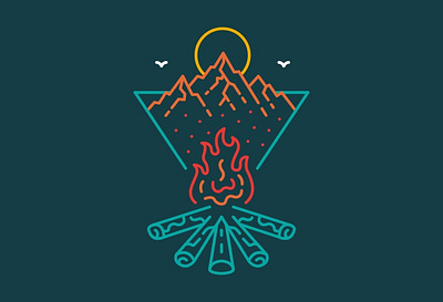 Campfire is Calling T-Shirt adventure animal apparel camp campfire camping hiking holiday monoline mountain national park nature outdoors outline tattoo travel tshirt wanderlust wildlife