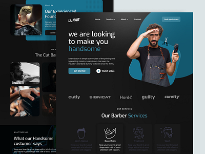 Barbershop Landing Page Design adobe xd app barbershop barbershop header design barbershop landing page beard man branding e commerce landing page examples figma graphic design header hero section landing page luxary barbershop web design product design ui ui ux design web design website wordpress landing page