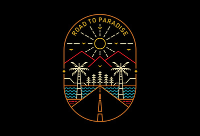 Road to Paradise T-Shirt adventure apparel beach camping holiday monoline mountain national park nature ocean outline paradise summer surfing tattoo travel tropical tshirt vacation