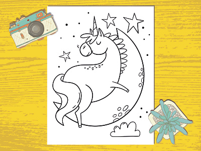 Unicorn coloring page animal book coloring coloring book coloring page design graphic design horse illustration moon outline page peace poster ui unicorn