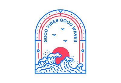 Good Vibes Good Waves 2 T-Shirt apparel beach great wave great wave off kanagawa holiday japanese kanagawa monoline nation park nature ocean outline sea summer surfing tatto tshirt vacation wave waves