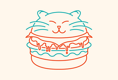 Cat Burger T-Shirt animal animals apparel burger burger addict burger lover cat cats cheese burger fast food food funny hamberger monoline outline patty sandwich tattoo tshirt