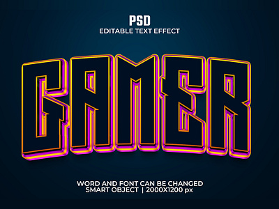 Gamer editable 3D text effect 3d typography game gamer gaming font play