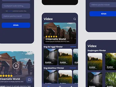 Videx - concept mobile app design. concept figma mobile app movie app ui ux