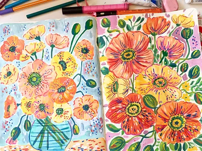 Flowers Practice art design drawing flowers gouache hand drawn illustration painting
