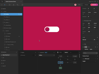Summer Switch 2d animation design rive ui vector