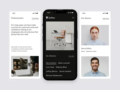 Sofino / Website for dental clinic in Zurich about clean clean design clean ui dental dental clinic design doctors meet our team minimal mobile app our team responsive typo typogaphy ui ui design ux ux design website