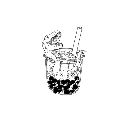 Boba-tea-rex illustration