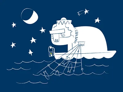 Night fisherman digital illustration digitalart illustration illustrator