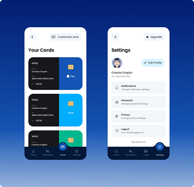 Cards app card payment ui design mobile app ui money payments ui wallet app