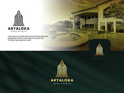 ARYALOKA REAL ESTATE branding design flat graphic design home luxury icon illustration logo real estate typography