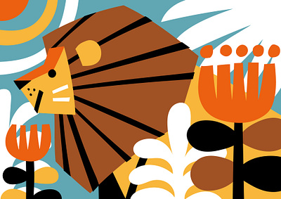 Lion and Plants animals illustration lion