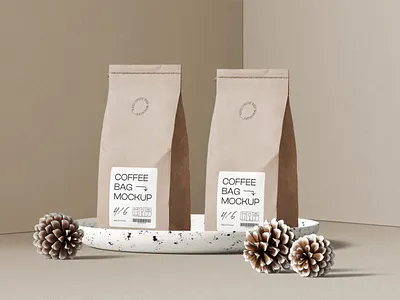 Scene With Two Coffee Bag Mockups Front View coffee