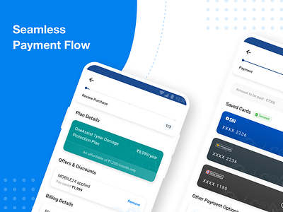 Seamless Payment Flow cards checkout insurance oneassist payment payment details payment modes purchase saved cards timeline user experience